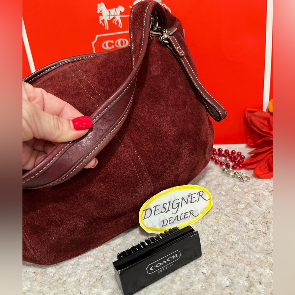 COACH RARE! Vintage Ergo Suede Burgundy Leather Hobo Shoulder Bag 9920 - Picture 16 of 16